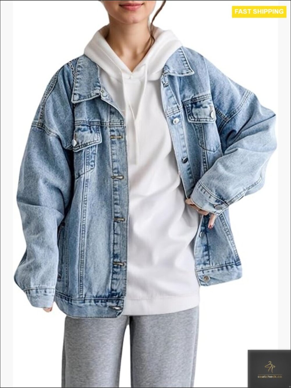 Oversized Denim Jacket Women Boyfriend Jean Jacket Trendy Loose Shacket Spring